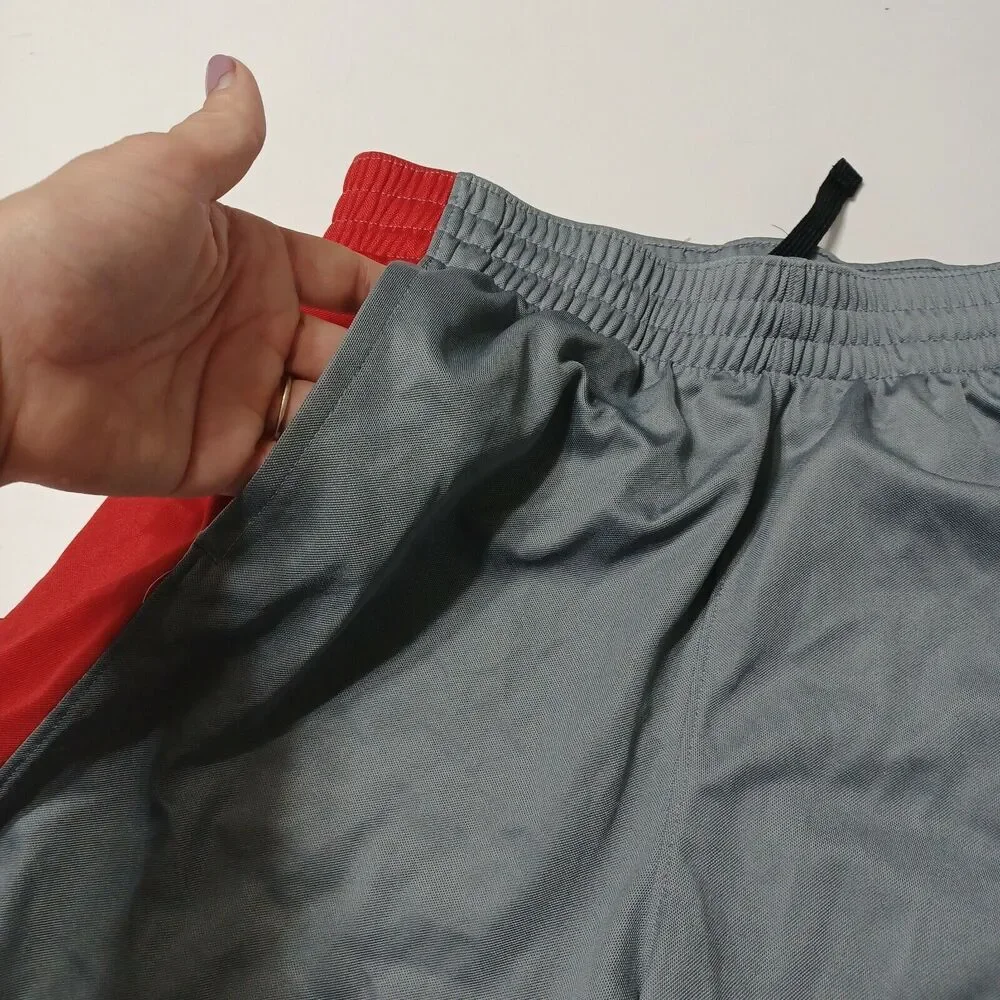 Nike Dri Fit Big Boy Extra Large Short Grey Red Stretch Elastic Waist Pull On XL